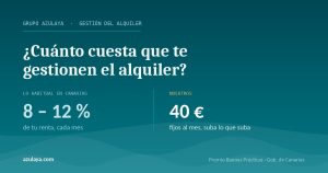 Comparativa: el 8-12 % de la renta que se cobra habitualmente en Canarias frente a la cuota fija de 40 euros al mes de Grupo Azulaya.
